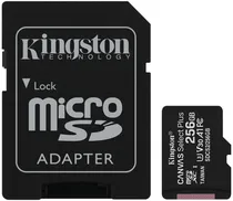 Cartão de Memória Micro SD Kingston 256GB Canvas Select Plus 2X1 - 100MB/s