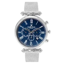 Relógio Analógico Daniel Klein Exclusive DK11829-2 Masculino, Metal - Prata e Azul