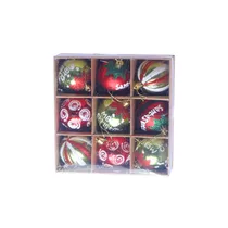 Bola de Natal Dourada Colorida 6CM 9 Peças/Conjunto