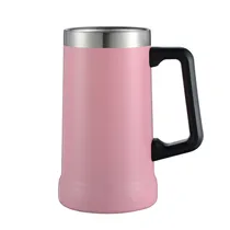 Caneca Termica Stainless de Cerveja com Alça Inox 600 ML - Rose