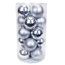 Bola Natal com 20 Peças de 10 CM Prateado