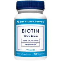 The Vitamin Shoppe Vitamina Biotin 1000MCG 100CAPS Plastico Blanco