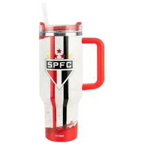 Copo Térmico Weedoo Sao Paulo - 1.2L - com Canudo - Branco e Vermelho  Copo Térmic...