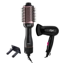 Escova Secadora Quanta QTES6000N 1300W Black/Rose + Secador Krab KBSC12 1200W Black - 2V