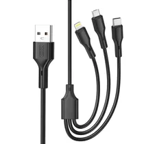 Cabo 3 Em 1/USB-A Xo NB230 3A/1M - Preto