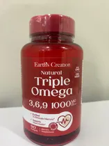 Earths Creation Triple Omega 3, 6, 9 1000MG 90 Softgels Plastico Rojo