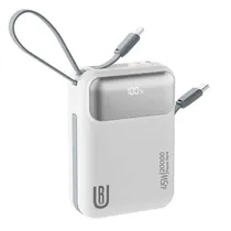 Carregador Portátil Powerbank Ur UP-17 / 4 Em 1 / 20000MAH / 45W / USB / USB-C com Cabo Embutido USB-C - Lightning - Branco
