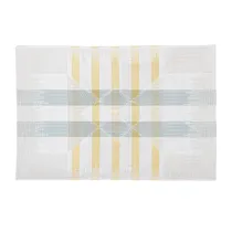 Individual Retangular de Tecido Xadrez Branco-Negro-Amarelo
