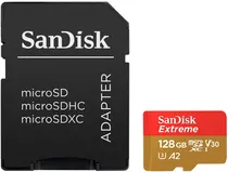 Memória Micro SDXC Extreme A2 Sandisk 128GB 190MBS 2X1