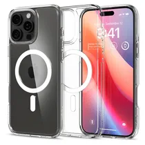 Spigen Capa iPhone 16 Pro Max Crystal HYBRYD Mag Fit White ACS08032