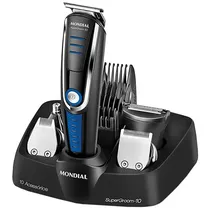 Aparador de Pelos Sem Fio Mondial SUPERGROOM-10 BG-03 Recarregável - Preta/Azul
