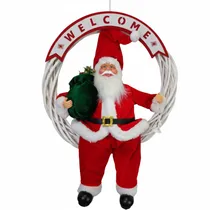 Enfeite de Natal Papai Noel 6242-32240 Em Guirlanda de Boas-Vindas - Branco/Vermelho