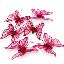 Enfeite Borboletas com 6 Peças de 8 CM Cor-de-Rosa
