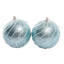 Bola de Natal Celeste Prateada 10CM com 2 Peças.