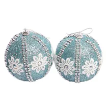 Bola de Natal Celeste Prateada 10CM 2 Peças.