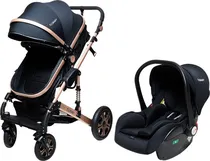Carrinho e Cadeira para Bebê Tulibaby AG-Q3 - Black/Light Golden
