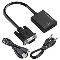 Cabo Adaptador Conversor VGA Macho para HDMI Fêmea / Áudio HLD