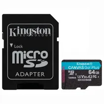 Cartão de Memória Kingston Canvas Go Plus, 64GB, Micro SD, U3 V30, 170MB/s, SDCG3/64GB