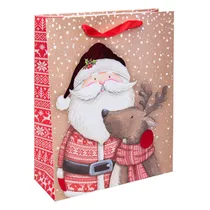 Sacola Natal Marrom Design Papai Noel 32X26X10CM