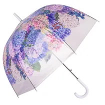 Guarda Chuva Automático Reforçado com Desenho Hortencias Azul Claro.