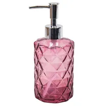 Dispenser Sabonete Vidro Lilás/Prata Banheiro