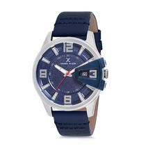 Relogio Analogico Masculino Daniel Klein DK12161-6 Premium Gents / Pulseira de Couro Genuino - Azul/Prata