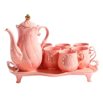 Conjunto de Xícaras com Bule e Bandeja 8PCS