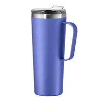 Copo Termico Stainless Aço Inoxidavel com Tampa e Alça 600 ML - Azul
