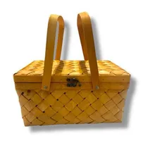 Cesto Artesanal de Picnic Madera Tejida