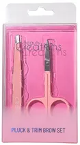 Tesoura + Pinça Beauty Creations Pluck Trim Brow Set ELB2 - Pink