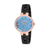 Relógio Analógico Feminino Daniel Klein Premium DK12068-6 - Preto e Rosa Ouro