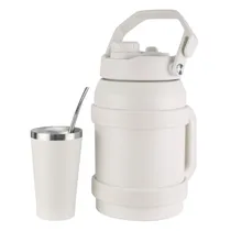 Kit Garrafa Térmica Vacuum Insulated Bottle IH4246 - 1500ML - com Bomba e Cuia - Branco