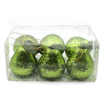 Enfeite Natalino Pendurado Pera Verde 7CM 6 Peças.
