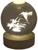 Lâmpada Esfera de Cristal 3D Beija-Flor