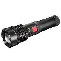 Lanterna Tática LED Recarregável USB Muito Forte Recargable Preto/Vermelho
