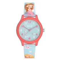 Relogio Analógico para Criança Daniel Klein DK.1.12764-2 DKLN Kids / Pulseira de Silicone - Azul Claro/Coral