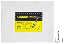Garateia Marine Sports Treble Hook 2/0 com 100 Pçs