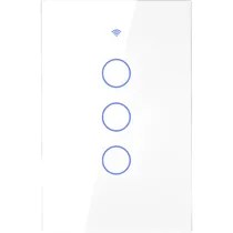 Interruptor de Luz Inteligente Touch Moes Zigbee ZS-US3-LN-WH-MS 3 Botões Wifi - Branco