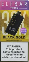 Vape Descartável Elf Bar TE30K Black Gold Limited Edition Green Apple Lemon 30000 Puffs