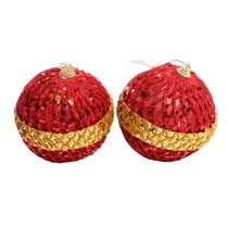 Bola de Natal Vermelho/Dourado com Textura 2UN 10CM