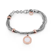 Pulseira Feminina Freelook FRJ.3.3008-2 de Aço Inoxidável - Prata e Rosa Ouro