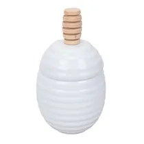 Porta-Mel Em Porcelana com Dosador - Branco