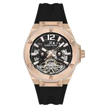 Relogio Analógico Masculino Daniel Klein DK.1.13888-4 Skeleton / Pulseira de Silicone - Preto/Rose Gold