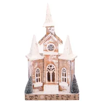 Casa Natalina com Luz A Pilha de Madera com Neve 46CM X 26CM