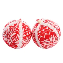 Bola de Natal Vermelha de Lã 10CM 2 Peças.