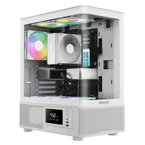 Gabinete Gamer, Aquario, Gamdias Atlas E2 CG, Mid Tower, ATX, Frontal e Lateral Vidro Temperado, 3X Fans 120MM Argb, Branco  Gabinete Ga...