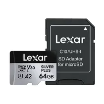 Mem Micro SD 64GB Lexar Professional Silver Plus 205-100MB/s C10 (LMSSIPL064G-Bnang)  Mem Micro S...