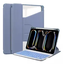 Capa Magnética 4LIFE para iPad 10.2 com Teclado Wireless / Porta Pencil / Compativel com Android / Ios / Bluetooth - Lavanda Azul