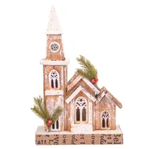 Casa Natalina com Luz A Pilha de Madera com Neve 39CM X 25CM