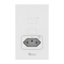 Interruptor de Parede 4LIFE Zigbee Smart Wall 2 Gang Light Touch Switch + Socket FLT12GZW / com 2 Botoes / Zigbee 3.0 / Compativel com Alexa e Google Home / 100-240V ~50/ 60HZ / App Smart Life - Branco